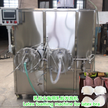 Small model 30 automatic computer controlled latex foaming machine is used in latex bra and underwear production